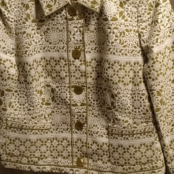 FINAL PRICE NWOT DONCASTER olive/white crocheted/laced designed l/s jacket 16 - Picture 10 of 16